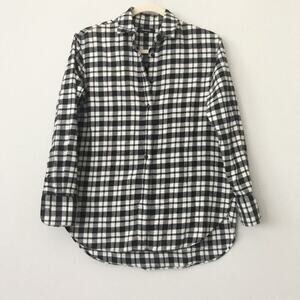 Madewell Oversized Black & White Plaid Button Hem Flannel Sz XXS